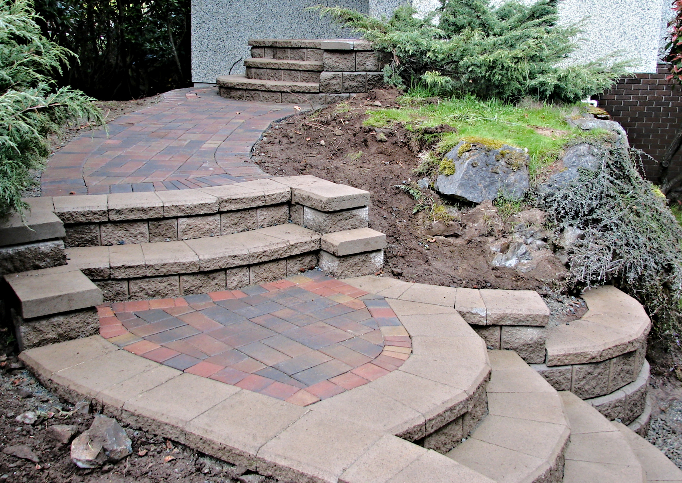 Steps with pavers or concrete