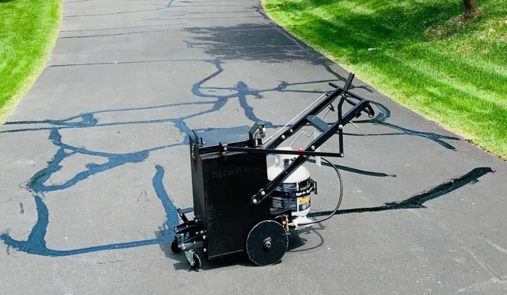 Hot crack filling on driveways